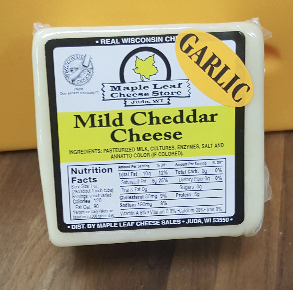 Cheddar Mild Cheddar With Garlic 16oz Maple Leaf Cheese Store